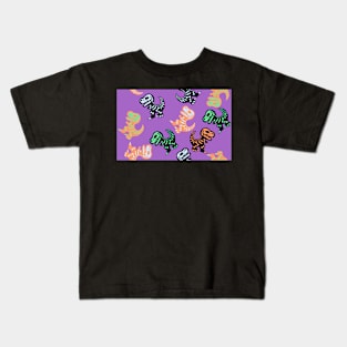 Skeleton T-Rex on Purple Kids T-Shirt